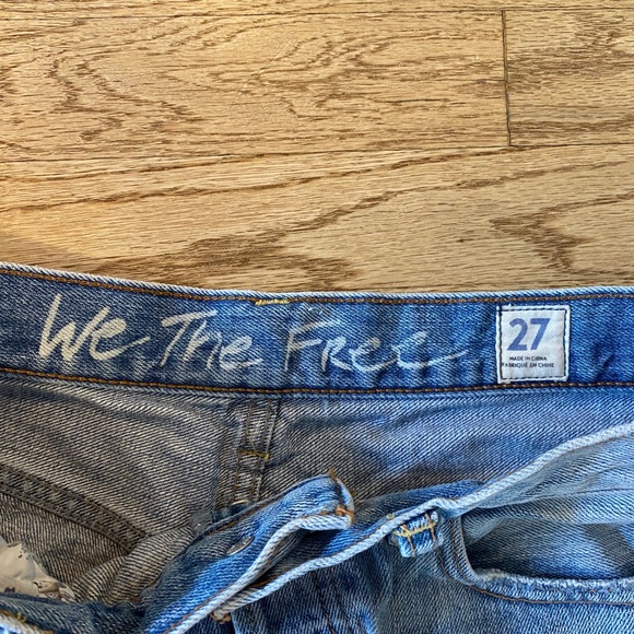 Free People Button Fly Blue Distressed Denim Short - Picture 3 of 3